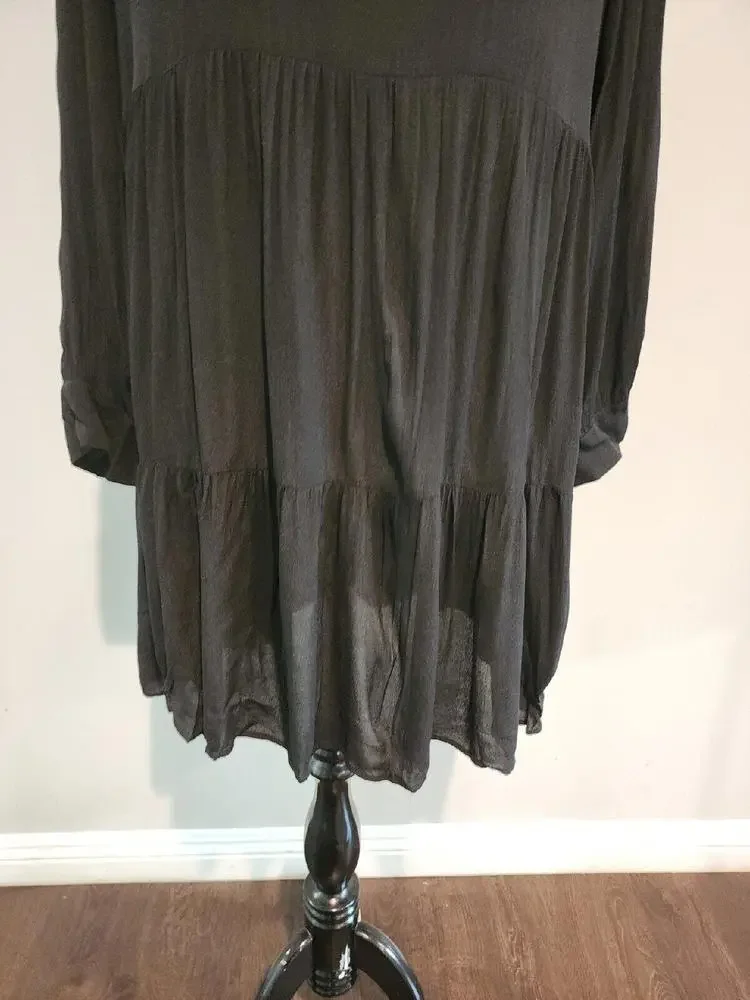 Zara Black Long Sleeve Ruffle Dress Size Small - Picture 3 of 9